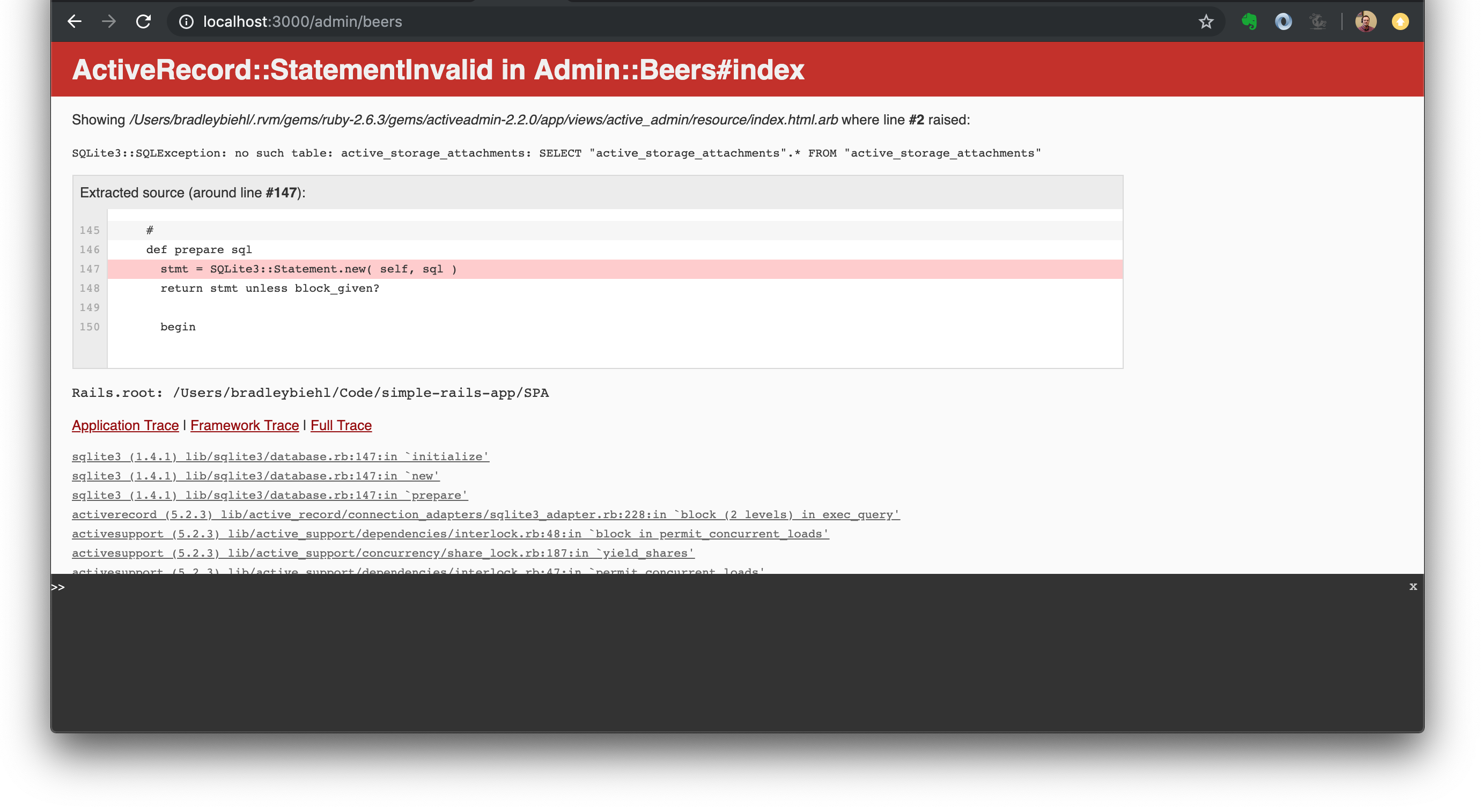 ActiveRecord::StatementInvalid in Admin::Beers#index